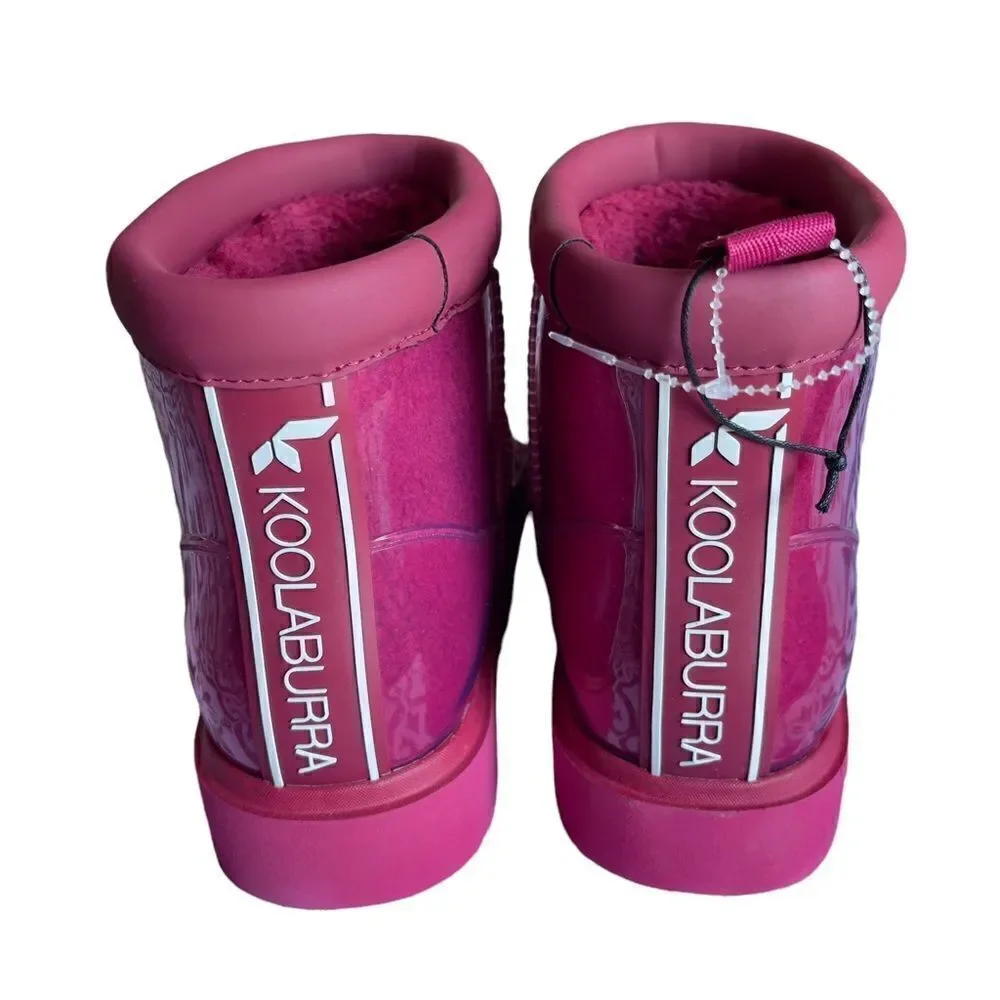 NWOT Koolaburra Pink Clear Covered Waterproof Boots Size 7
